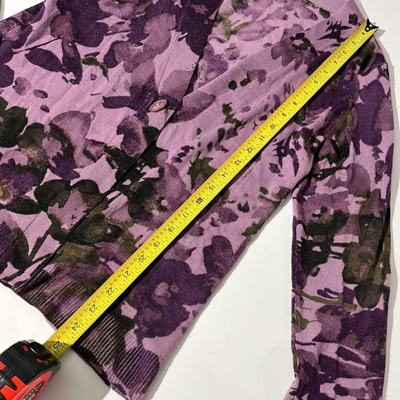 Pendleton 100% merino wool purple flower floral cardigan sweater medium winter - Picture 5 of 6